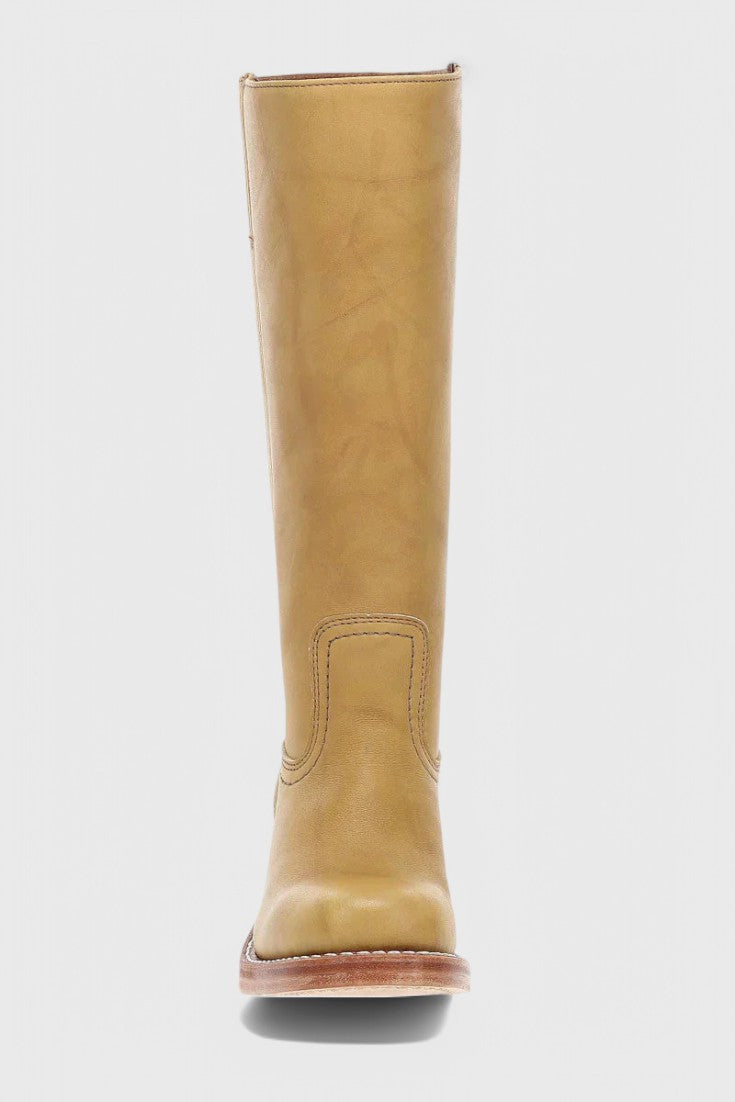 Women's Smooth Leather Block Heel Knee High Boots
