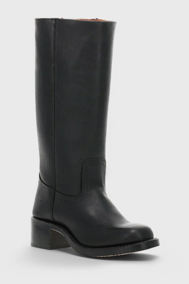 Women's Smooth Leather Block Heel Knee High Boots