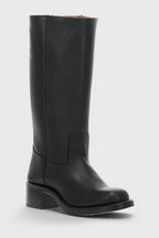 Women's Smooth Leather Block Heel Knee High Boots