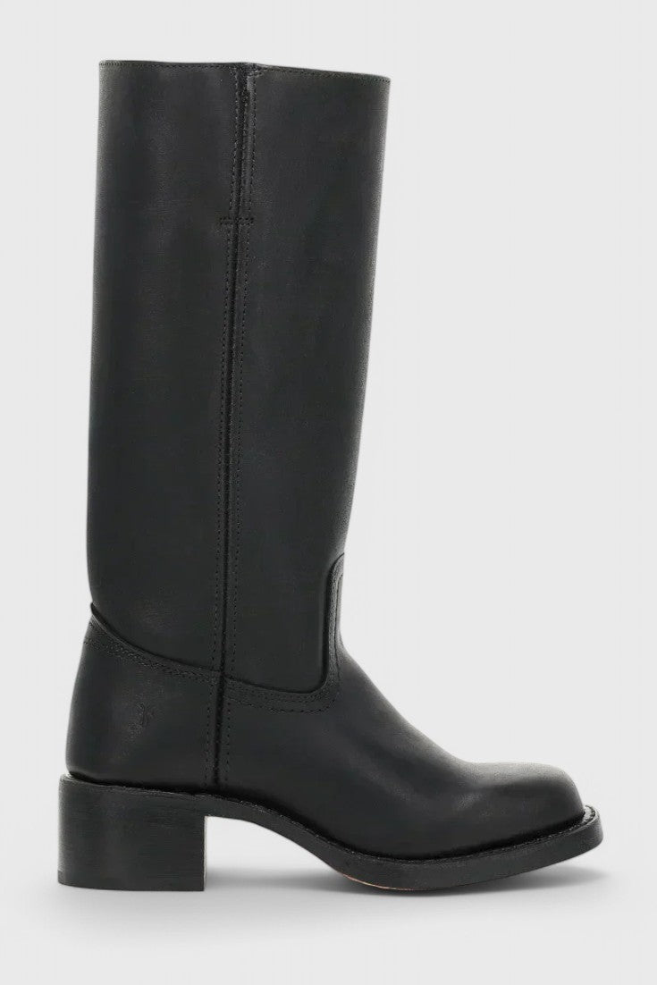 Women's Smooth Leather Block Heel Knee High Boots