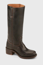 Women's Smooth Leather Block Heel Knee High Boots