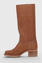Women's Smooth Leather Block Heel Knee High Boots