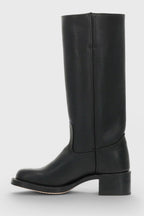 Women's Smooth Leather Block Heel Knee High Boots