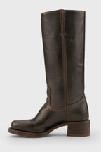 Women's Smooth Leather Block Heel Knee High Boots