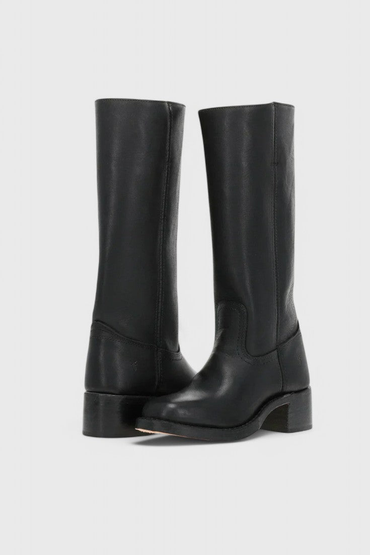 Women's Smooth Leather Block Heel Knee High Boots
