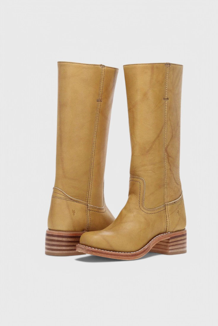 Women's Smooth Leather Block Heel Knee High Boots