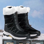 Women's Snow Boots with Faux Fur Cuff and Side Zip