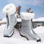 Women's Snow Boots with Faux Fur Cuff and Side Zip