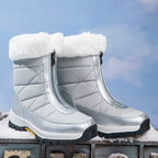 Women's Snow Boots with Faux Fur Cuff and Side Zip