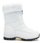 Women's Snow Boots with Faux Fur Cuff and Side Zip