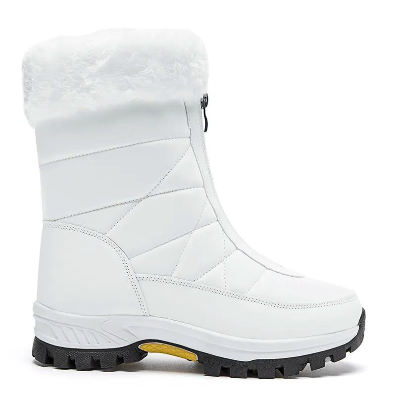 Women's Snow Boots with Faux Fur Cuff and Side Zip