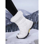 Women's Snow Boots with Plush Lining and Lace-Up Front