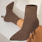 Women's Sock-Style Pointed Toe Ankle Boots