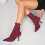 Women's Sock-Style Pointed Toe Ankle Boots