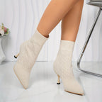 Women's Sock-Style Pointed Toe Ankle Boots