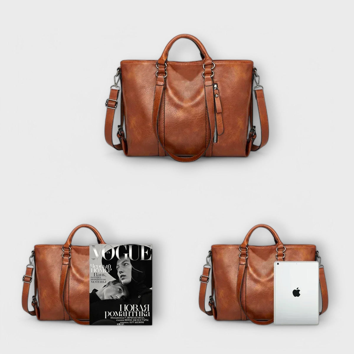 Women's Structured Tote Bag with Removable Shoulder Strap