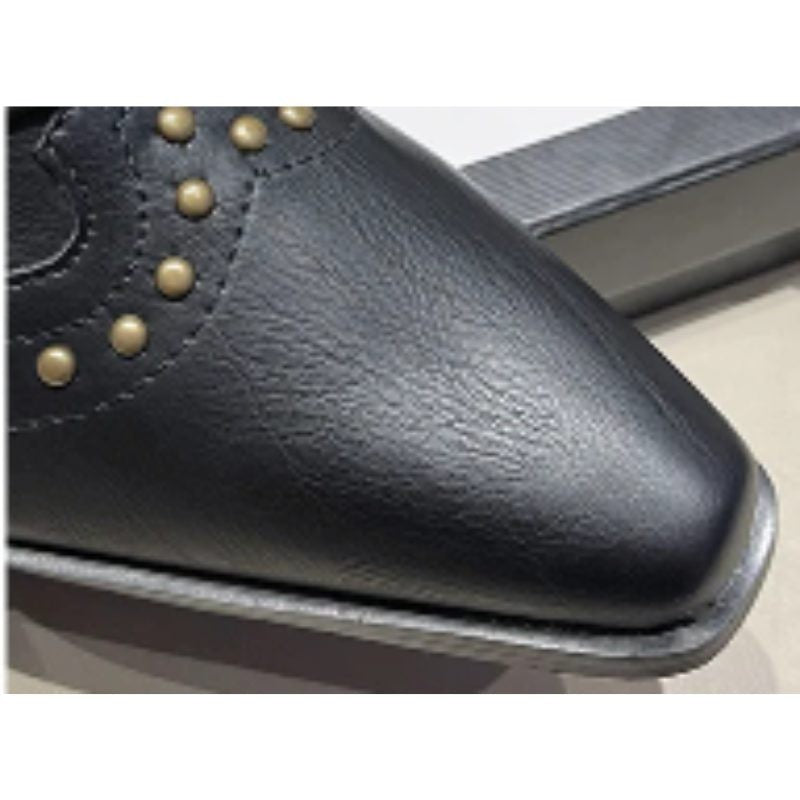 Women's Studded Western Ankle Boots with Chunky Heel