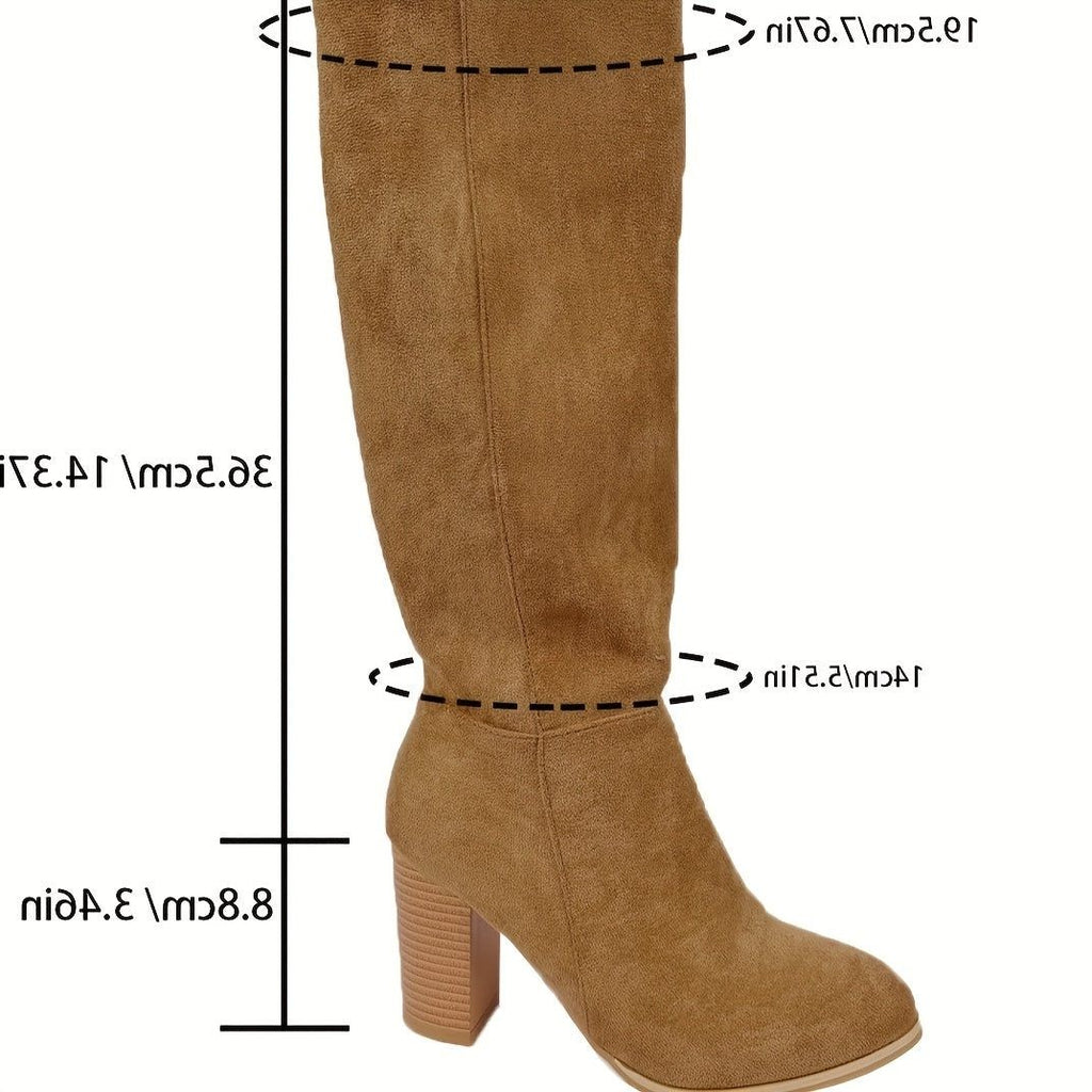 Women's Suede Cowboy Knee High Boots with Block Heel