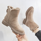 Women's Suede Snow Boots with Fleece Lining