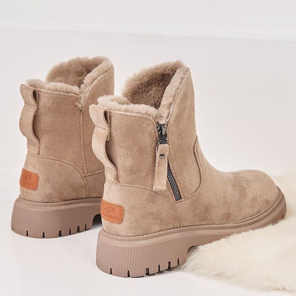 Women's Suede Snow Boots with Fleece Lining