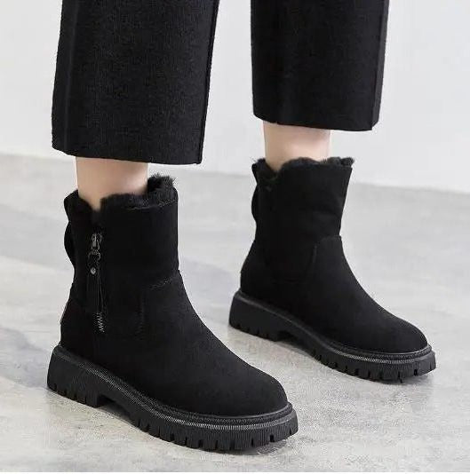 Women's Suede Snow Boots with Fleece Lining