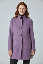 Women's Tailored Wool Coat with Stand Collar