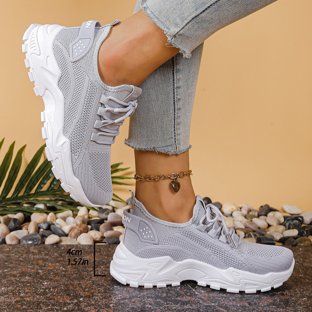 Women's Trainers with Cushioned Sole and Lace-Up Front