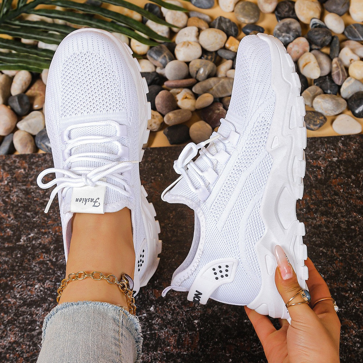 Women's Trainers with Cushioned Sole and Lace-Up Front