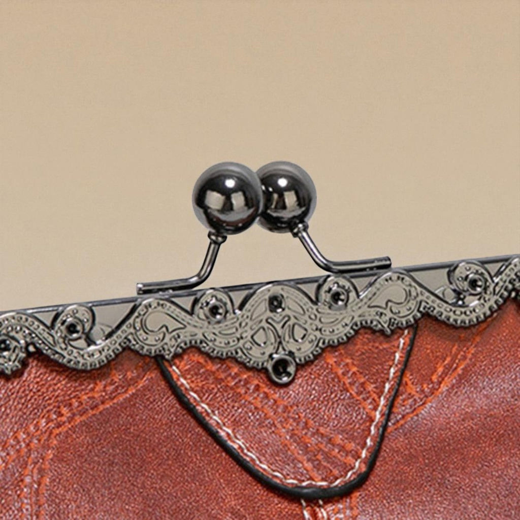 Women's Vintage Crossbody Bag with Kiss-Lock Closure