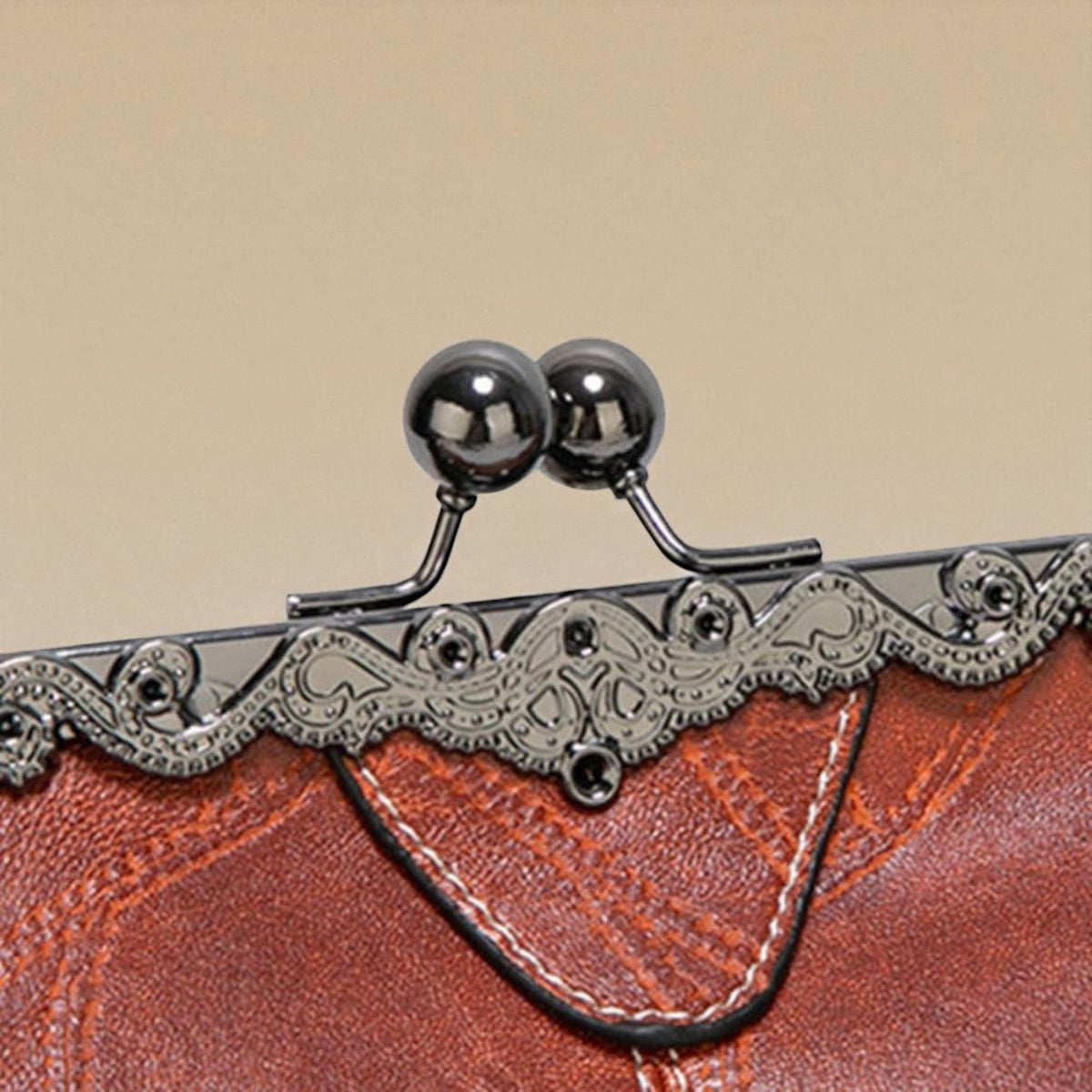 Women's Vintage Crossbody Bag with Kiss-Lock Closure