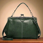 Women's Vintage Crossbody Bag with Kiss-Lock Closure