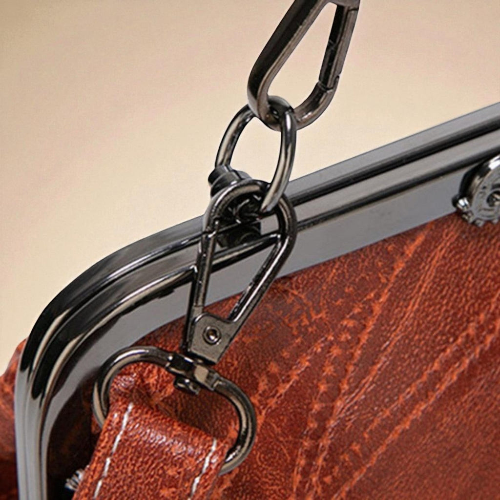 Women's Vintage Crossbody Bag with Kiss-Lock Closure