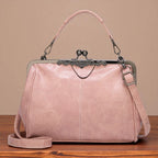 Women's Vintage Crossbody Bag with Kiss-Lock Closure