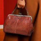 Women's Vintage Crossbody Bag with Kiss-Lock Closure