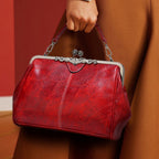Women's Vintage Crossbody Bag with Kiss-Lock Closure