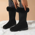 Womens Winter Boots with Cuff and Anti-Slip Flat Sole