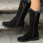 Womens Winter Boots with Cuff and Anti-Slip Flat Sole