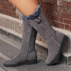 Womens Winter Boots with Cuff and Anti-Slip Flat Sole