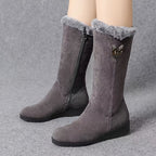 Womens Winter Boots with Cuff and Anti-Slip Flat Sole
