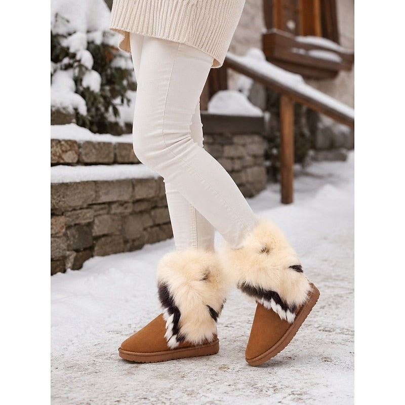 Womens Winter Boots with Fluffy Trim