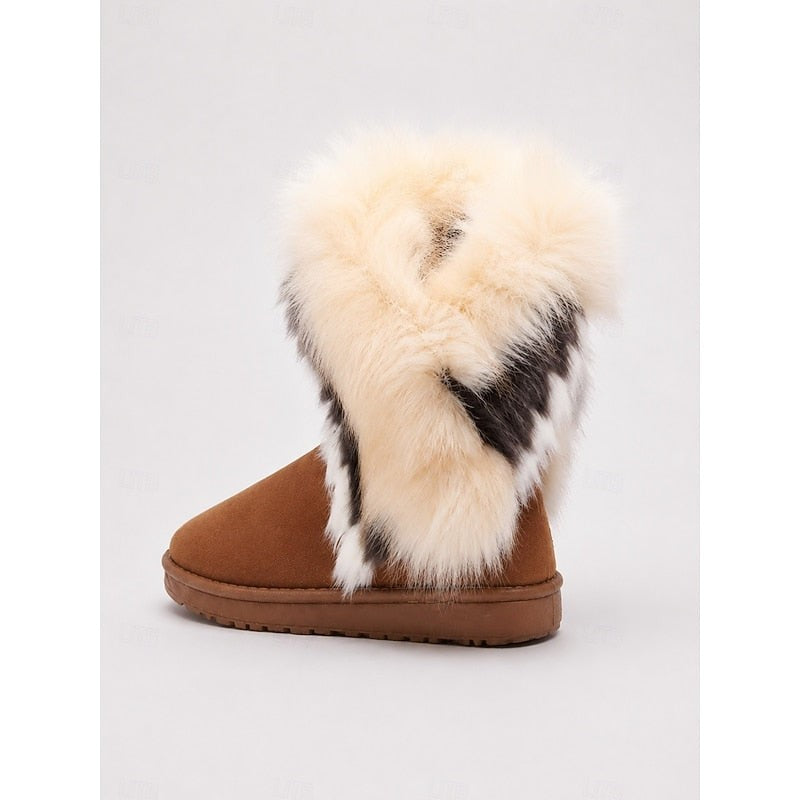 Womens Winter Boots with Fluffy Trim