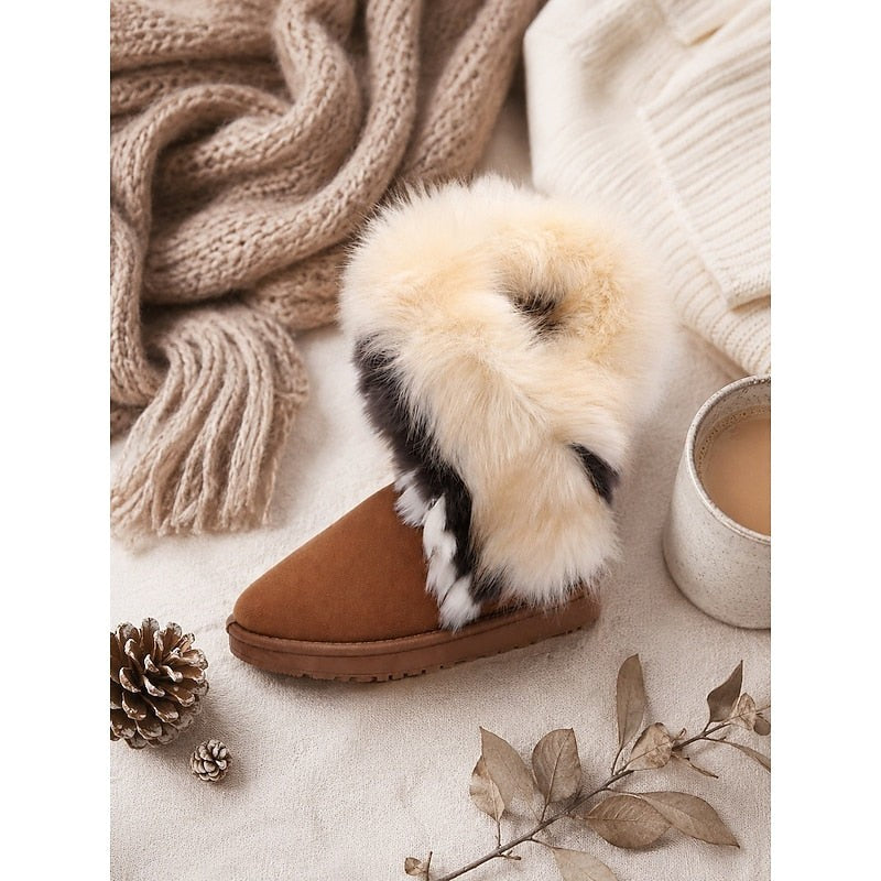 Womens Winter Boots with Fluffy Trim