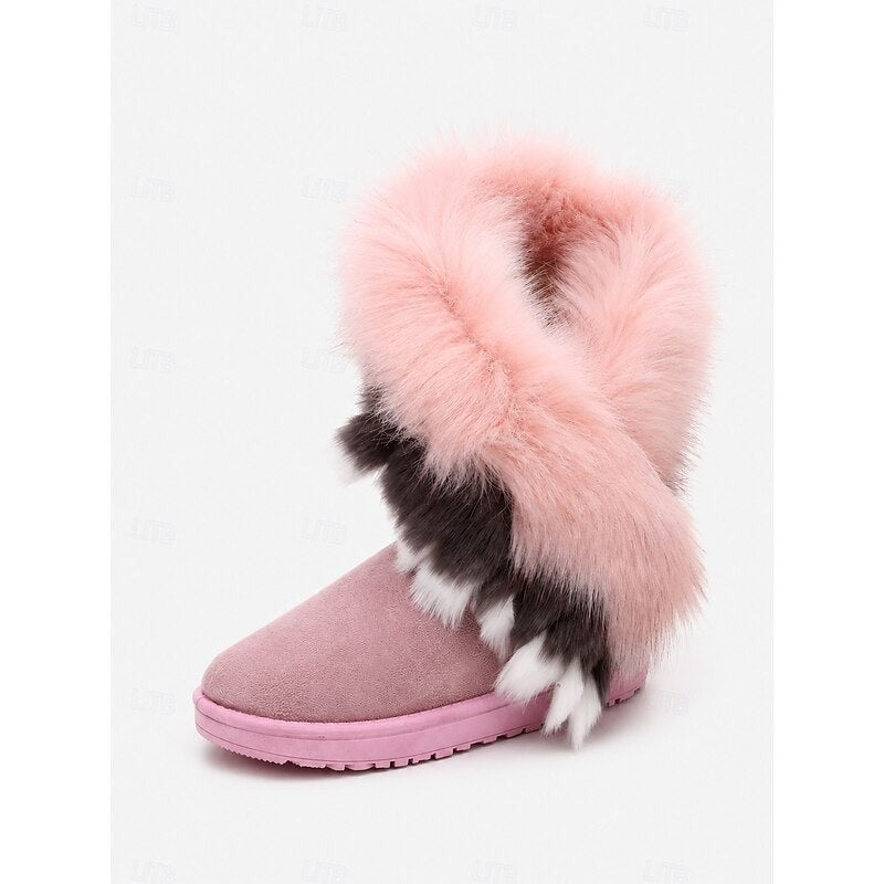 Womens Winter Boots with Fluffy Trim
