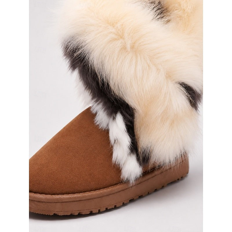 Womens Winter Boots with Fluffy Trim