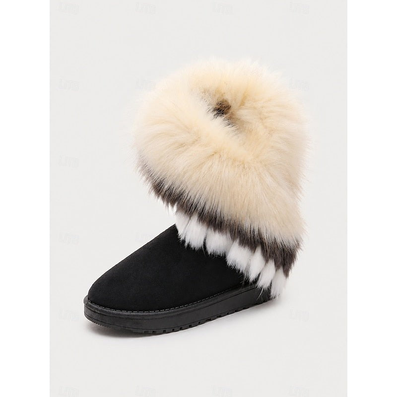 Womens Winter Boots with Fluffy Trim