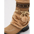 Women's Winter Boots with Fur-Look Cuff and Pom-Poms
