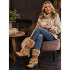 Women's Winter Boots with Fur-Look Cuff and Pom-Poms