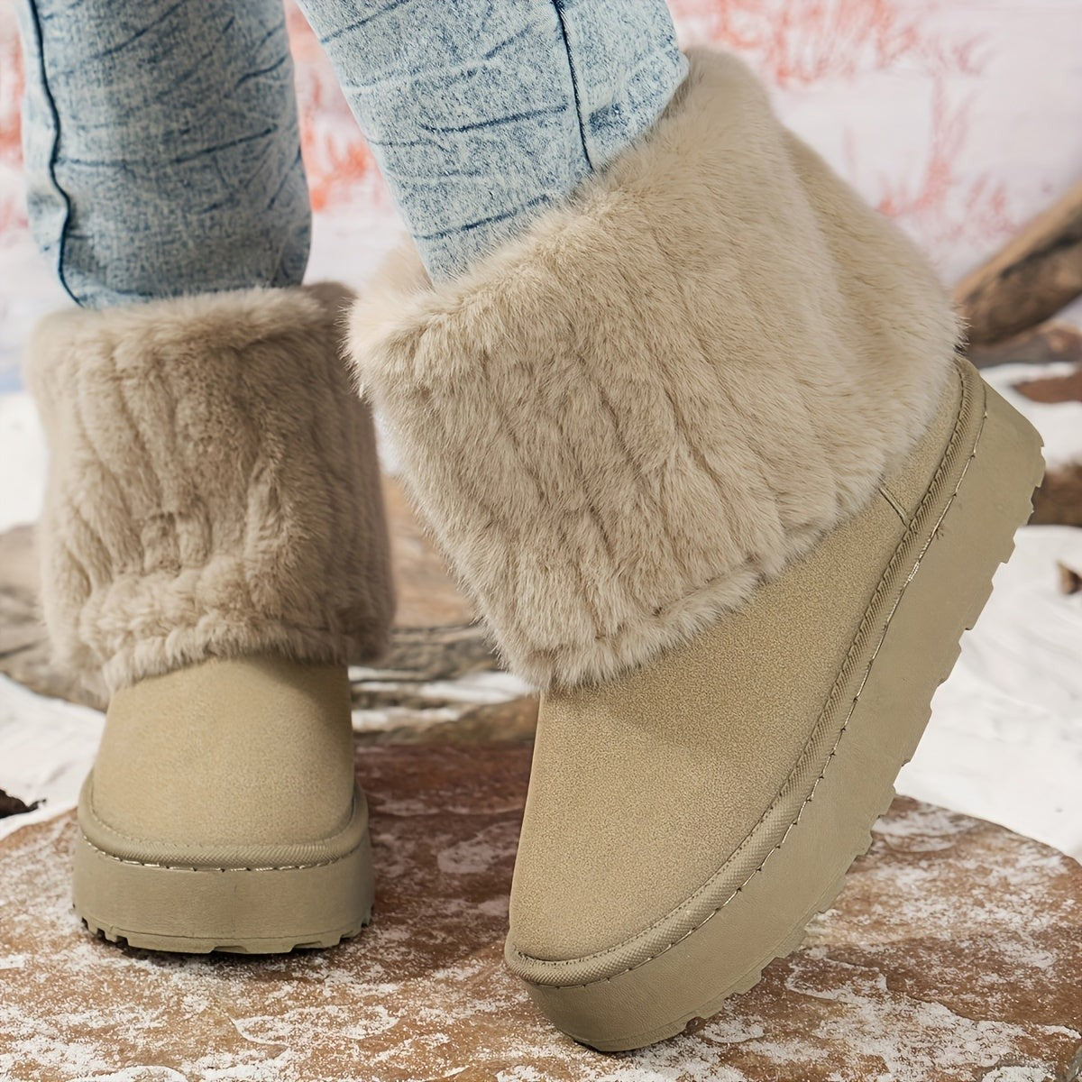 Women's Winter Boots with Plush Lining and Platform Sole